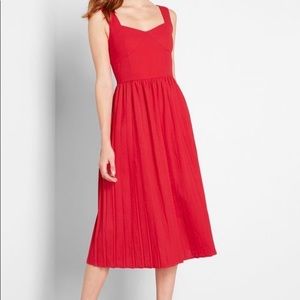 ModCloth Red Pleated Dress NWOT
